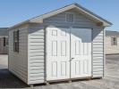 10x12 Front Entry Peak Style Storage Shed with Harbor Stone Grey Vinyl Siding